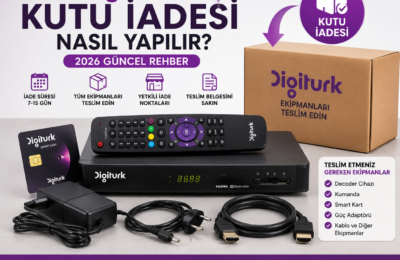 Digiturk kutu iadesi için decoder cihazı, kumanda, smart kart ve adaptör ekipmanları
