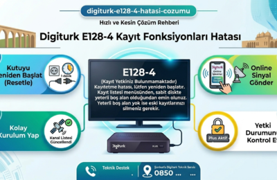 Digiturk E128-4 hatası çözümü için teknik servis rehberi.