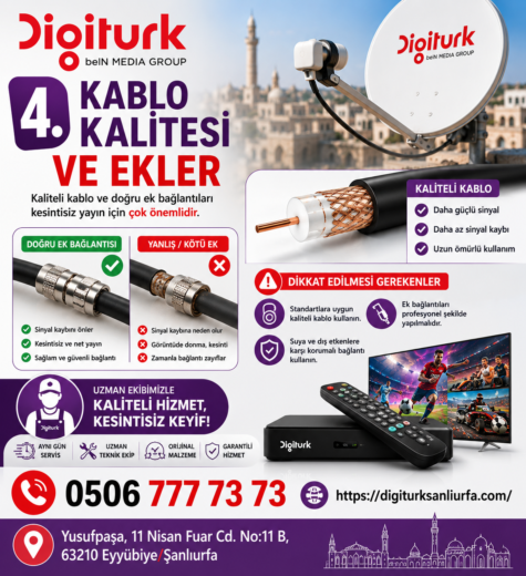 Digiturk uydu kablosu kalitesi ve profesyonel ek bağlantı hizmeti Şanlıurfa