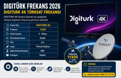 Digitürk Frekans 2026 DIGITURK 4K 11305 Türksat frekansı