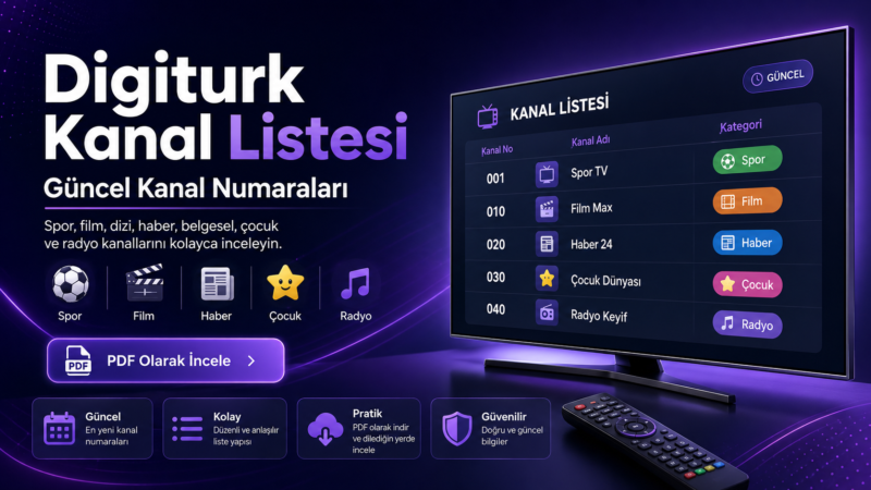 Digiturk kanal listesi güncel kanal numaraları ve PDF inceleme görseli